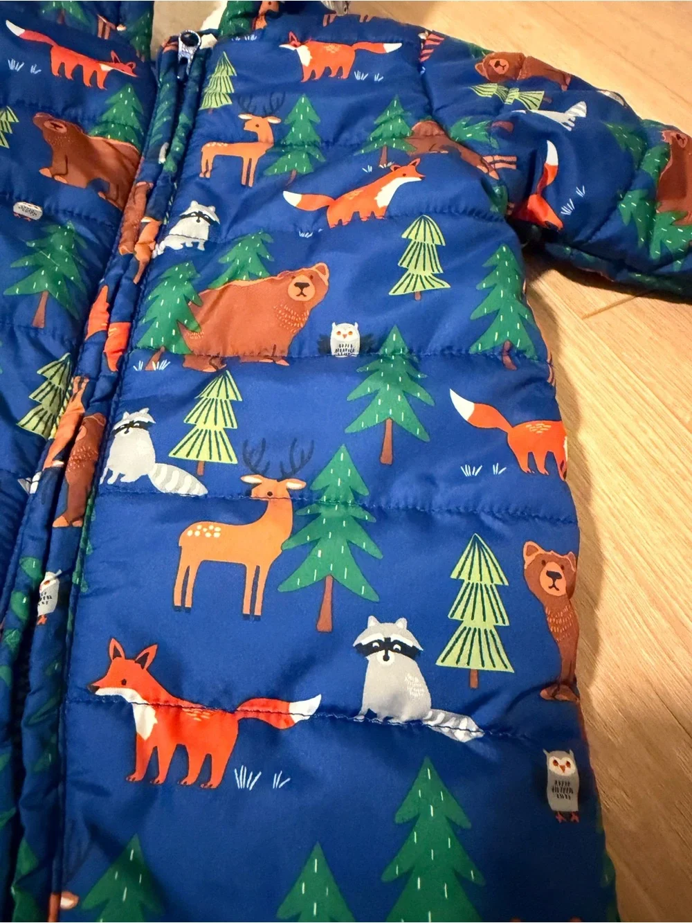 Place Blue Woodland Animals Hooded Baby One-Piece Snowsuit 6-9 M